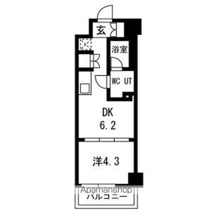 スパシエ幡ヶ谷[1DK/25.5m2]の間取図