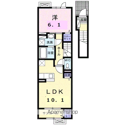 ヴィセオα[1LDK/46.29m2]の間取図