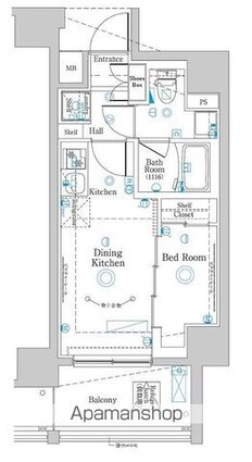 東京都中野区本町５丁目[1DK/25.52m2]の間取図