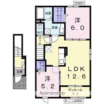 ドメーヌ・Ｍ[2LDK/61.8m2]の間取図