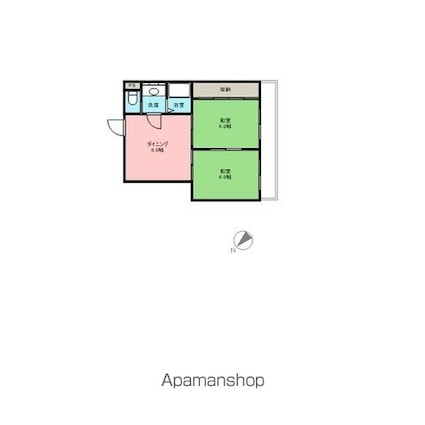 ハイツ岸田[2DK/46.35m2]の間取図
