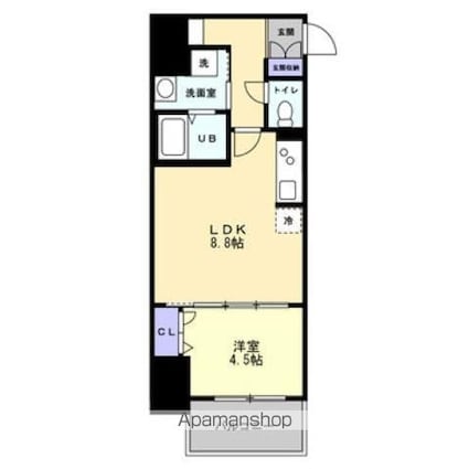 香川県高松市中新町[1LDK/35.36m2]の間取図