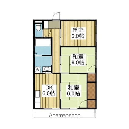 健マンション[3DK/53m2]の間取図