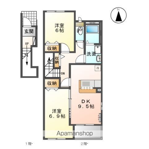 クレール上町Bの間取り写真