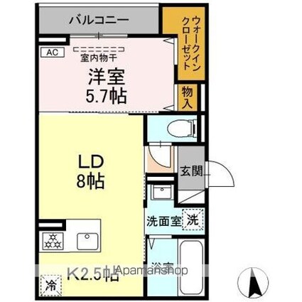 ＣＬＡＳＳＥＵＭ仙台小田原　Ｄ棟[1LDK/40.32m2]の間取図