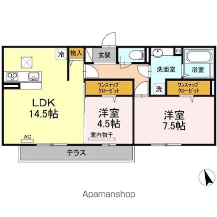 サザンソレイユ[2LDK/65.08m2]の間取図