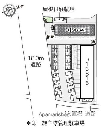 レオパレスアムールⅡ[1K/22.7m2]の配置図