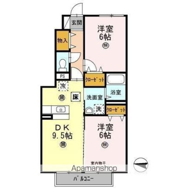 和歌山県和歌山市杭ノ瀬[2DK/50.38m2]の間取図