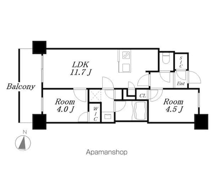 プレサンス名駅南ブリエ[2LDK/46.52m2]の間取図