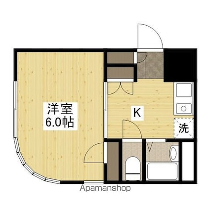 広島県広島市西区大芝３丁目[1K/19.34m2]の間取図