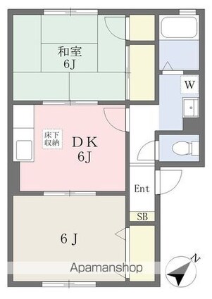 ヴィラフローラ[2DK/44.18m2]の間取図