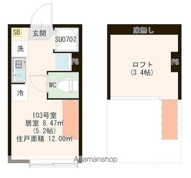 ハーモニーテラス蓮根Ⅳ[1R/12m2]の間取図