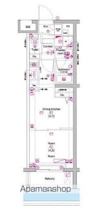 ＰＲＥＭＩＵＭ　ＣＵＢＥ　中野富士見町[1DK/25.5m2]の間取図