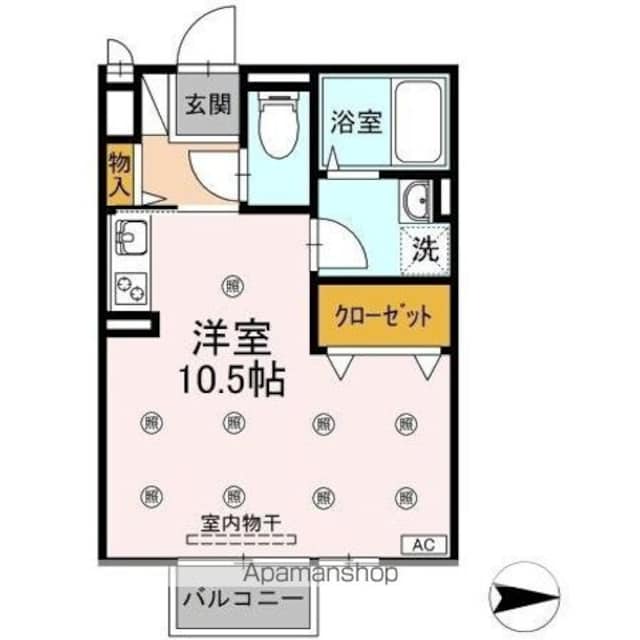 岡山県倉敷市白楽町[1R/29.35m2]の間取図