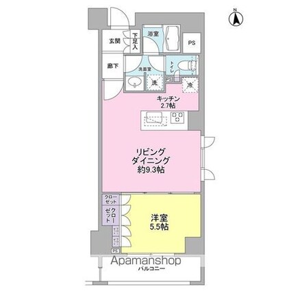 サンシャイン松本NO．１６[1LDK/42.2m2]の間取図