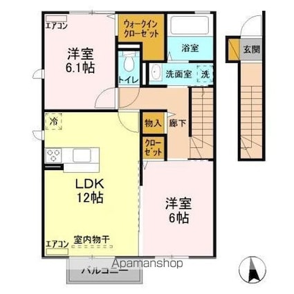 アンソレイユＡ[2LDK/60.73m2]の間取図