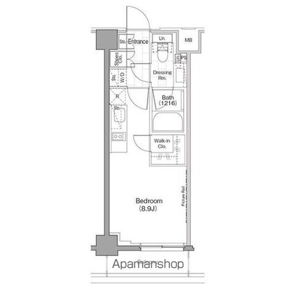 ザ・パークハビオ新宿[1R/25.12m2]の間取図