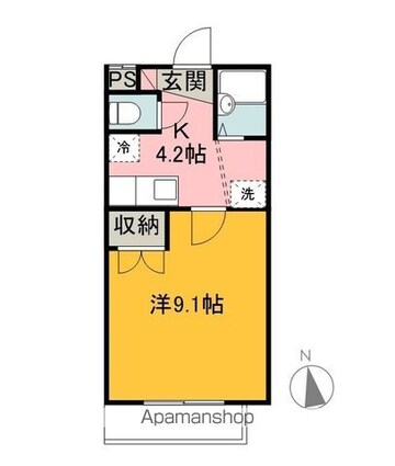 ヴィレッジ天山[1K/27.4m2]の間取図