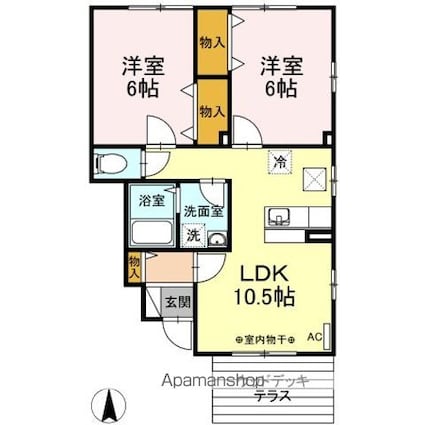 リビングタウン長久保　Ｂ[2LDK/52.4m2]の間取図