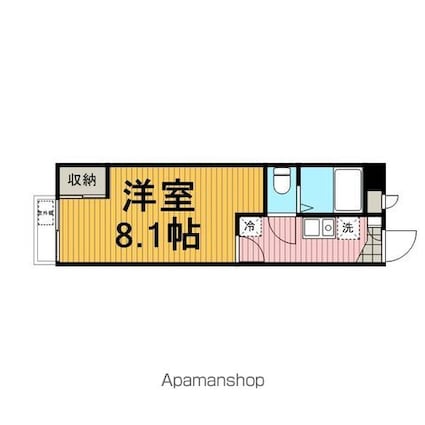 レオパレスエクセル元山　Ⅲ[1K/22.35m2]の間取図