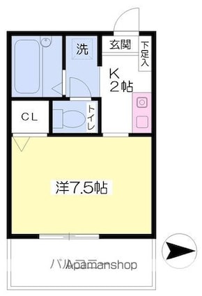 フォブール山越[1K/22.75m2]の間取図