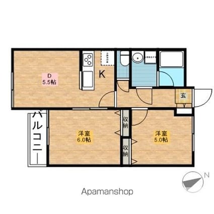 アーバニズム７１[2LDK/45.54m2]の間取図