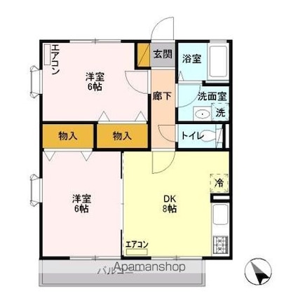 ＬＡ　ＣＯＮＦＯＲ[2DK/46.97m2]の間取図