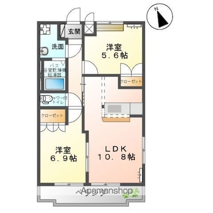 パルフェドルミナス[2LDK/54m2]の間取図