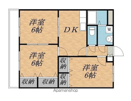サンフィールド[3DK/55.2m2]の間取図
