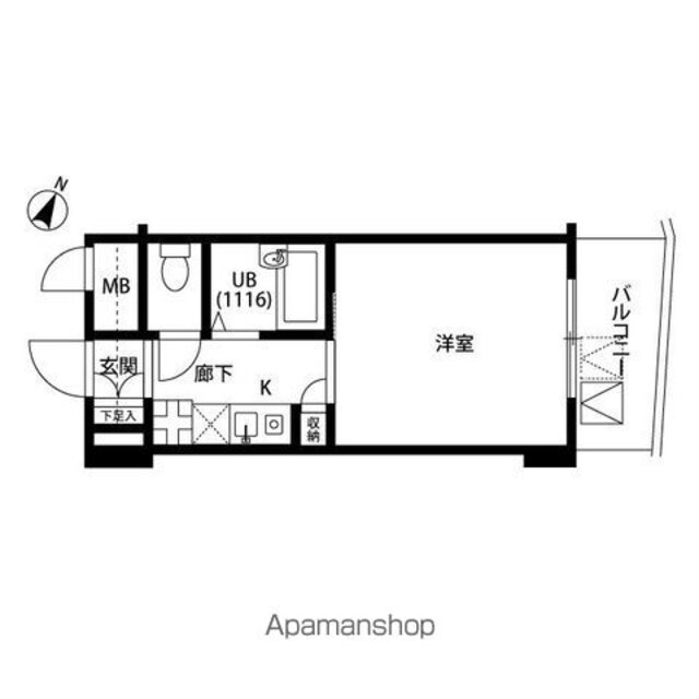プレール学芸大学弐番館[1K/20.01m2]の間取図