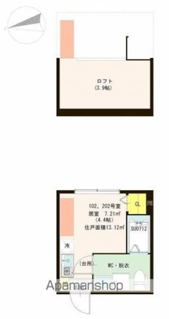 ハーモニーテラス三園[1R/13.12m2]の間取図