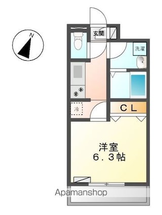 ソレイユ　ルブァン　－Ｓｏｌｅｉｌ　Ｌｅｖａｎｔ－　[1K/25.56m2]の間取図