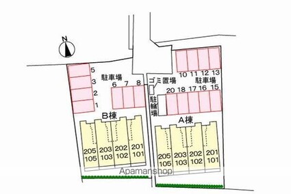 ソレアード太田　Ｂ[1R/33.15m2]の配置図