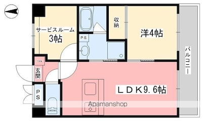 アスティオン本町[1SLDK/40.11m2]の間取図