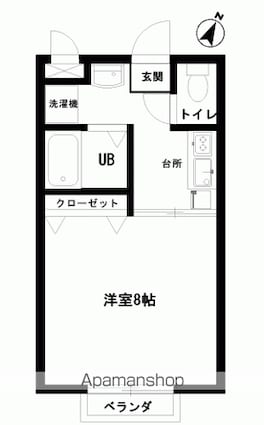 クゥオードループル[1K/24.79m2]の間取図