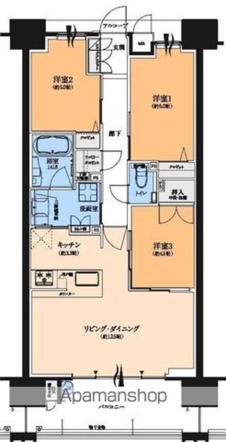 ブランシエラ道後樋又[3LDK/70.93m2]の間取図
