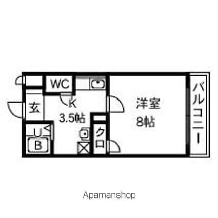 レイクパレスゼゼ[1K/24.01m2]の間取図