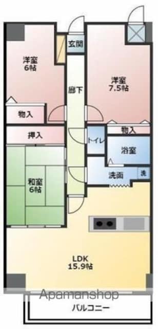サーパス鷹子２番館[3LDK/74.23m2]の間取図