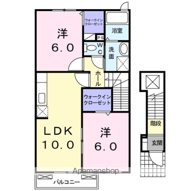 ブロッサム　Ⅱ[2LDK/54.85m2]の間取図