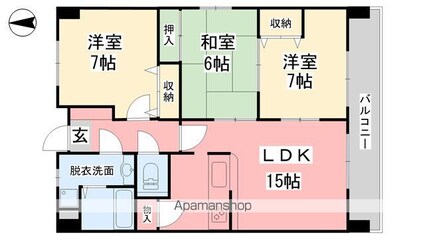 パークヒルズ道後[3LDK/77m2]の間取図