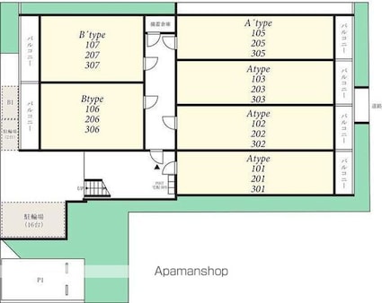 リブリ・フルール[1K/26.08m2]の配置図
