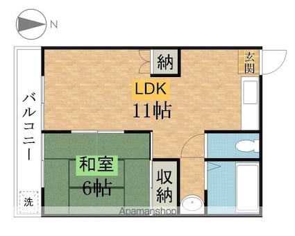 ペルル八王子[1LDK/38.47m2]の間取図