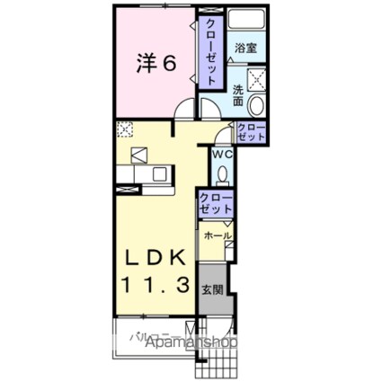 ヴィラオーシャンＢ[1LDK/44.18m2]の間取図