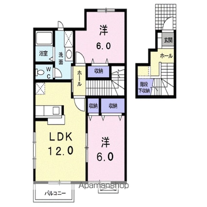 ハイブリッヂハピネスＡ[2LDK/65.64m2]の間取図