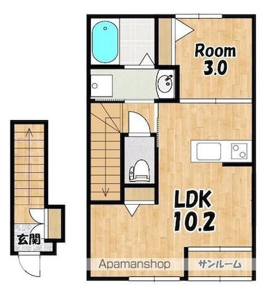Ｅａｓｔ　Ｃｏｕｒｔ　Ｋａｎｔａ[1LDK/36.08m2]の間取図