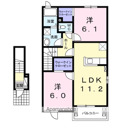 宮城県石巻市大街道東２丁目[2LDK/57.64m2]の間取図