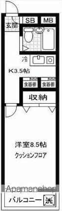 東京都世田谷区松原２丁目[1K/24.23m2]の間取図