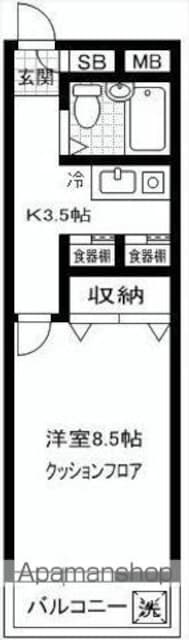 東京都世田谷区松原２丁目[1K/24.23m2]の間取図
