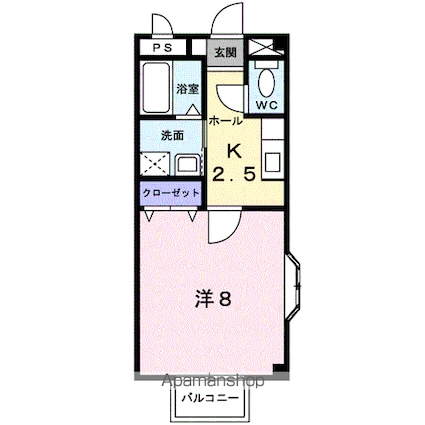 ヴィル　クラージュ[1K/27.4m2]の間取図