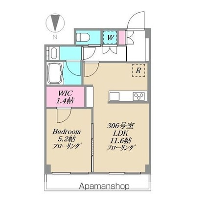 田園調布ハイツ[1LDK/42.66m2]の間取図